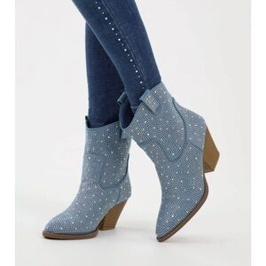 Glitter Rhinestone BLUE Booties